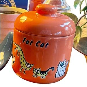 Waechtersbach Fat Cat Treat Jar . Germany. Dishwasher safe. Small blemish.